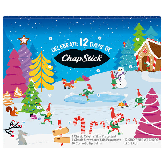 12 Days of ChapStick Holiday Advent Calendar – 12 Classic, Strawberry & Seasonal Lip Balms! Perfect Christmas Gift!