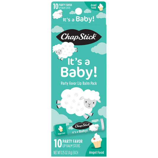ChapStick It’s a Baby Party Favor Lip Balm Pack, Angel Food, Baby Shower Party Favors, Gift Pack (10 Sticks)
