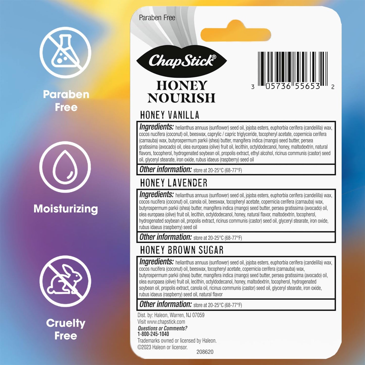 ChapStick Honey Nourish Variety 3-Packs (2 Count) – Honey Lavender, Honey Vanilla, and Honey Brown Sugar, Stocking Stuffers, .15 Oz Ea