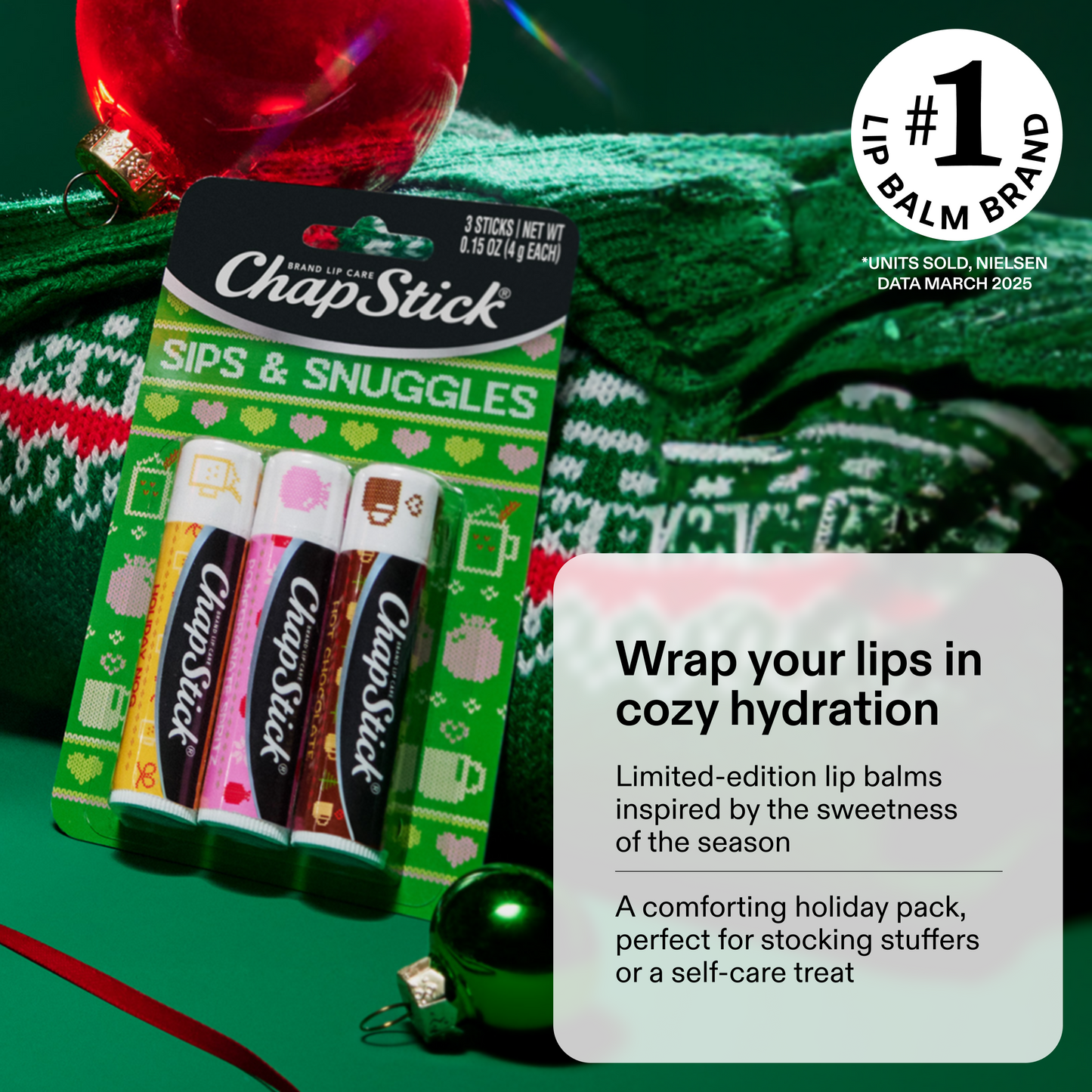 ChapStick Holiday Lip Balm Packs, Sips & Snuggles + Toasty Treats (6 Sticks), Stocking Stuffers