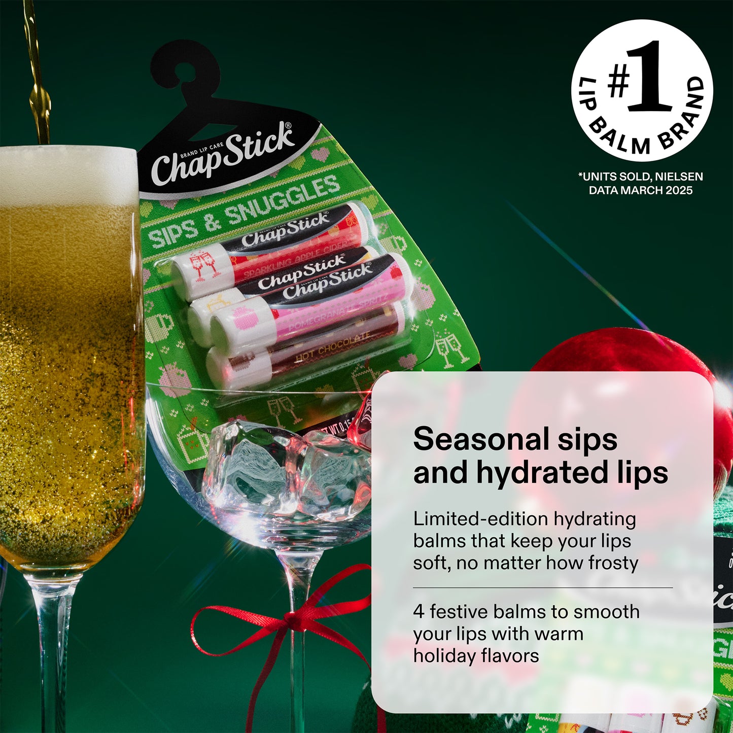 ChapStick Holiday Lip Balm Packs, Sips & Snuggles + Toasty Treats (8 Sticks), Stocking Stuffers