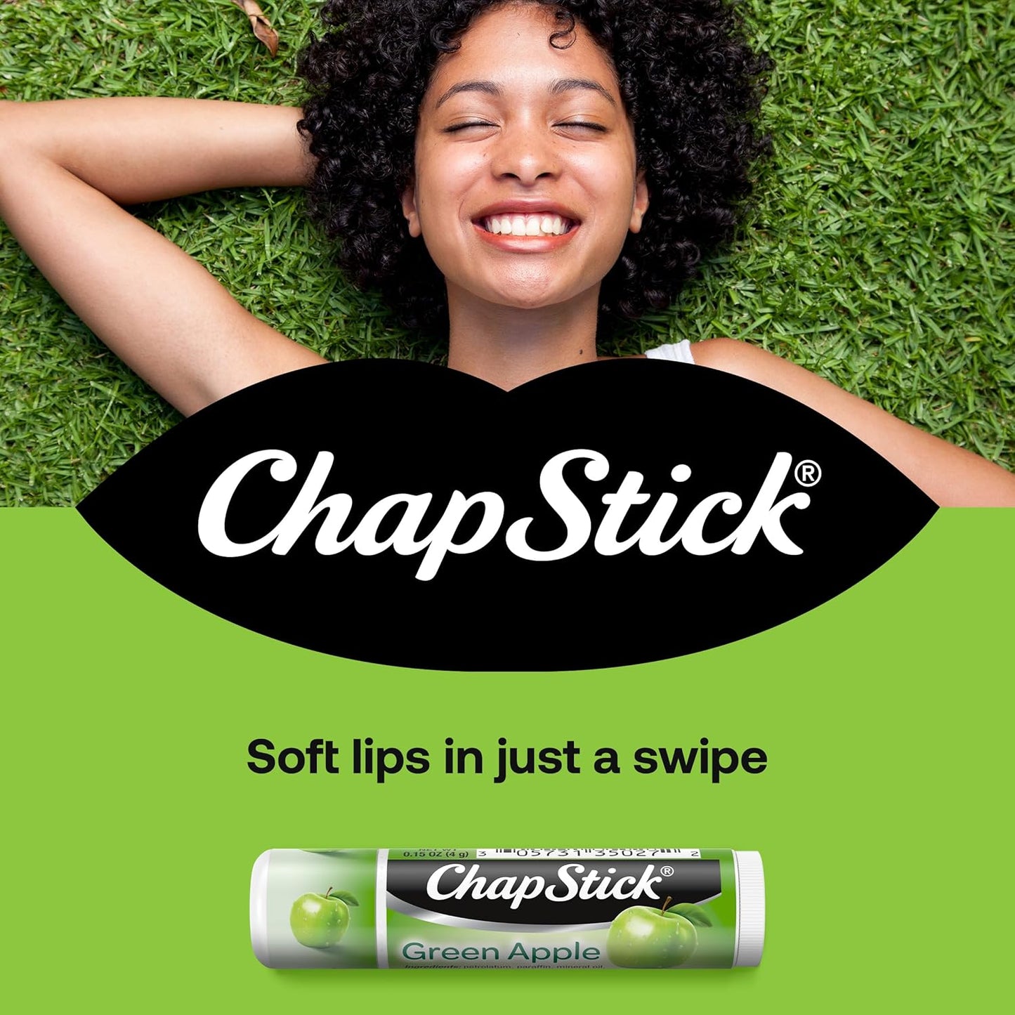 ChapStick Lip Balm, Green Apple, 12-Count in 1 Box – Sweet & Tangy Lip Moisturizer, Christmas Gifts, Stocking Stuffers, .15 Oz Ea