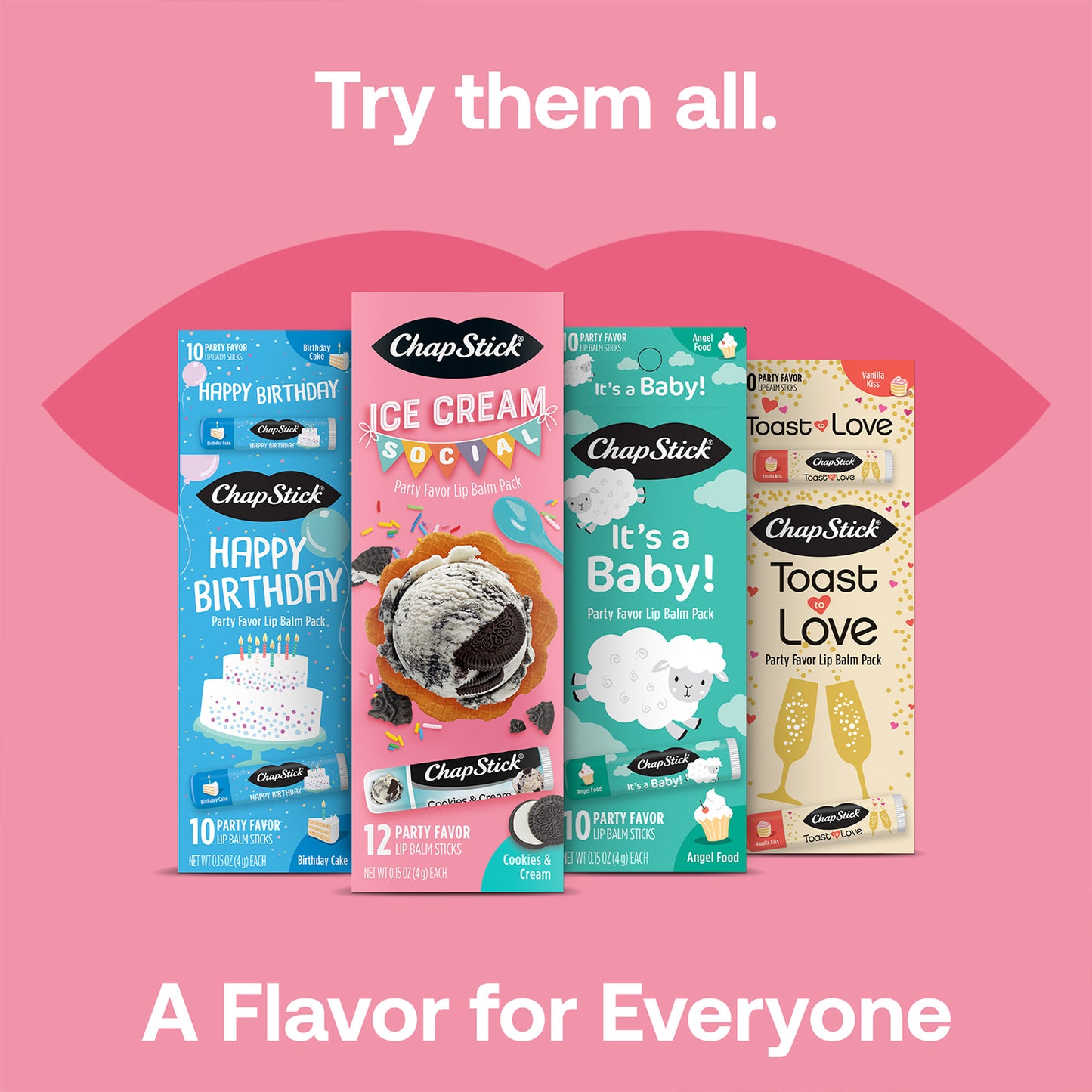 ChapStick Ice Cream Social Party Favor Lip Balm Pack, Cookies & Cream, Fun Party Favors, Gift Pack (12 Sticks)