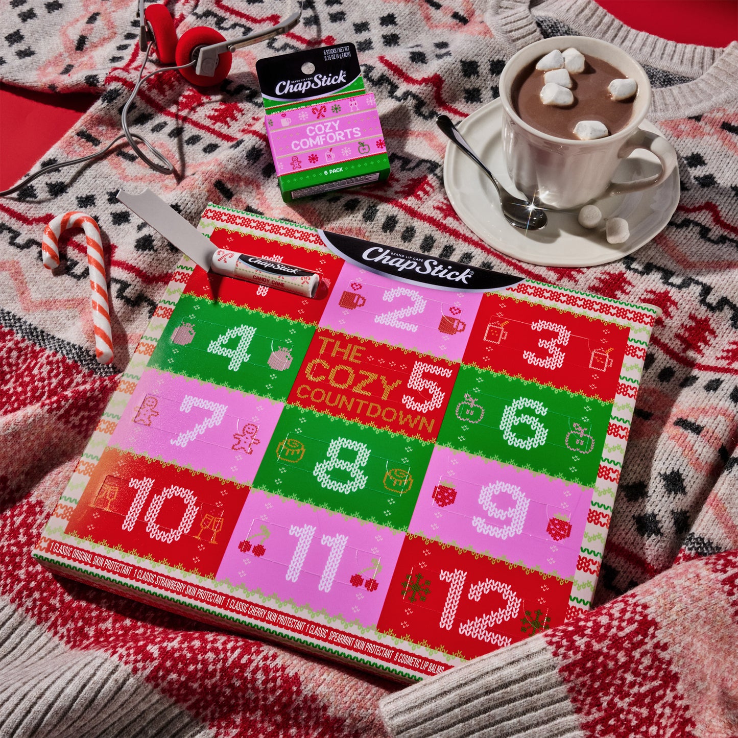 ChapStick Limited Edition 12 Days Advent Calendar Lip Balm Holiday Gift Set, (12 Sticks)