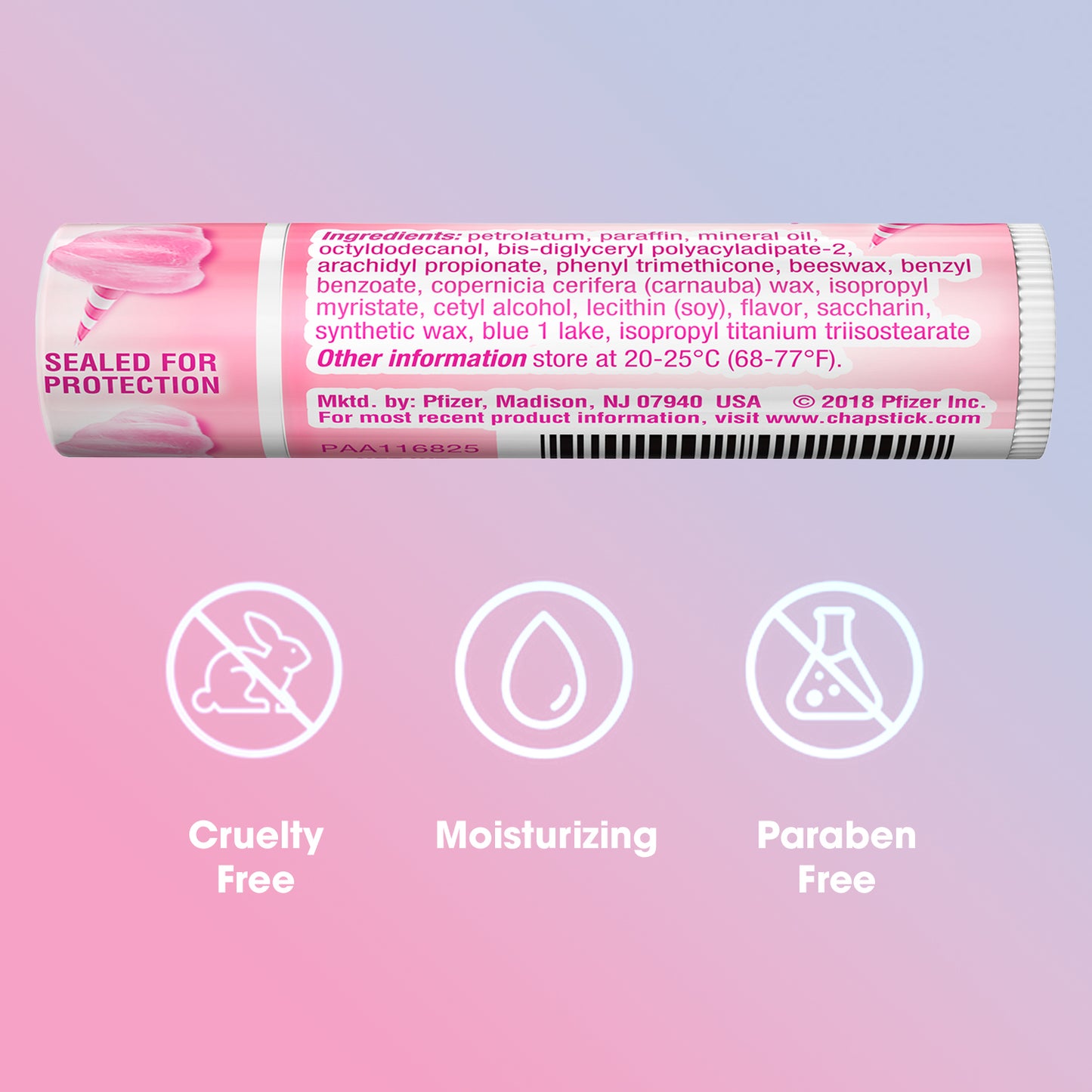 ChapStick Lip Balm, Cotton Candy Lip Moisturizer, Fun & Yummy, 12 Tubes