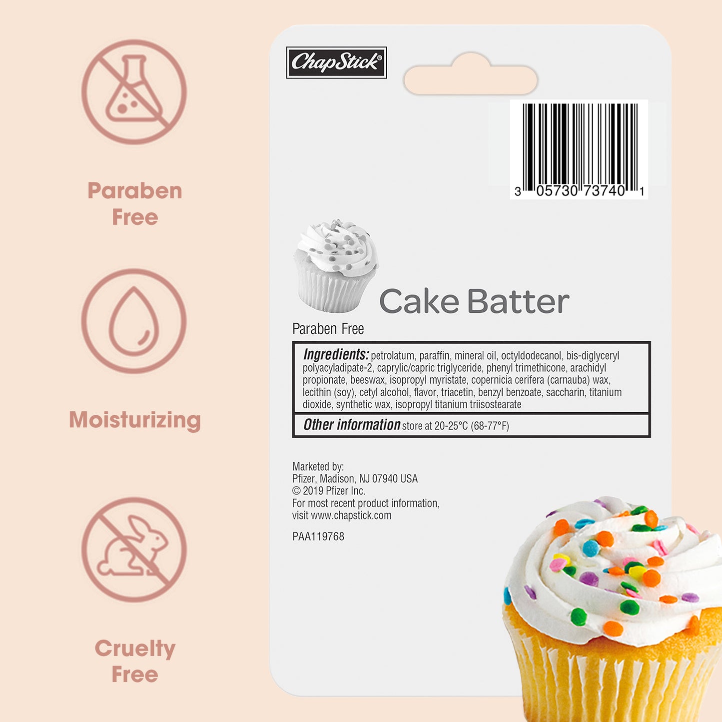 ChapStick Lip Balm, Cake Batter Lip Moisturizer, Fun & Yummy, Party Favors, Gift Pack, 3 Tubes