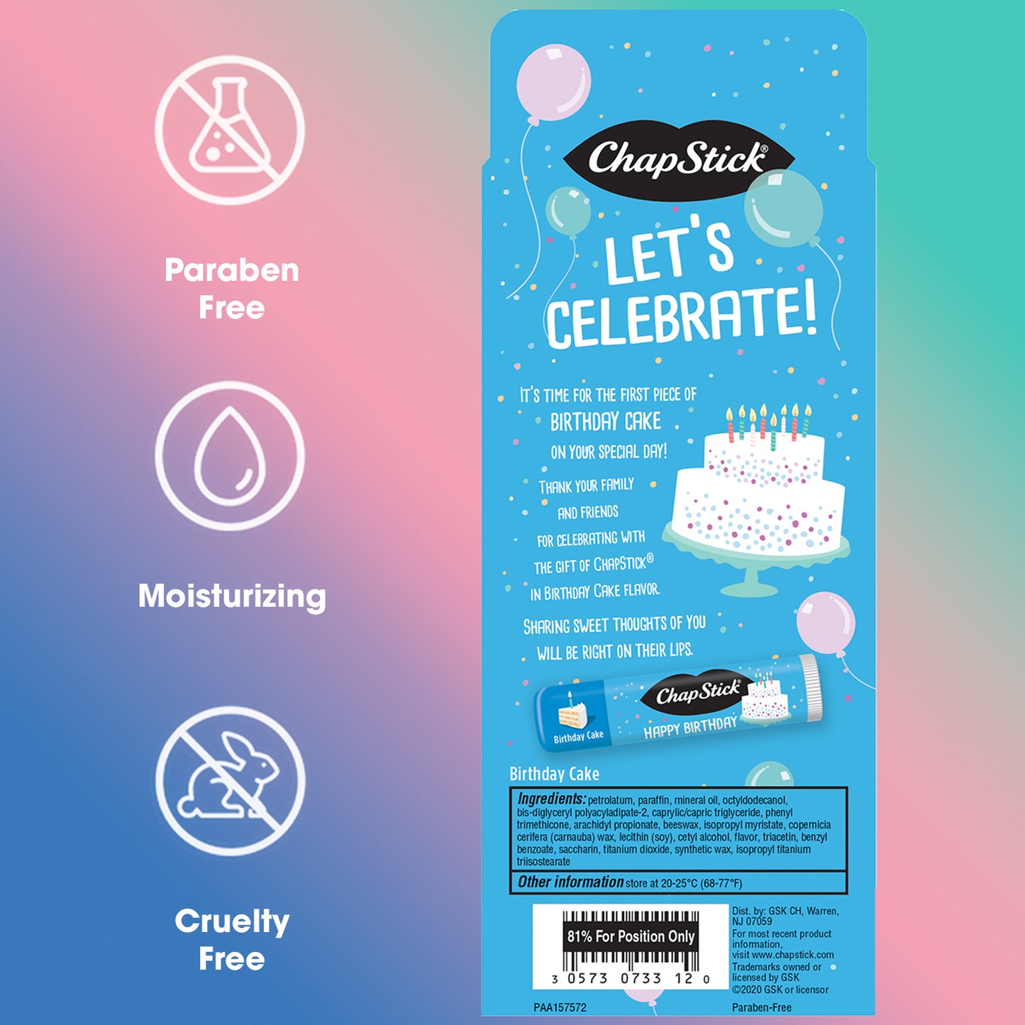 ChapStick Happy Birthday Party Favor Lip Balm Pack, Birthday Cake, Fun Party Favors, Gift Pack (10 Sticks)