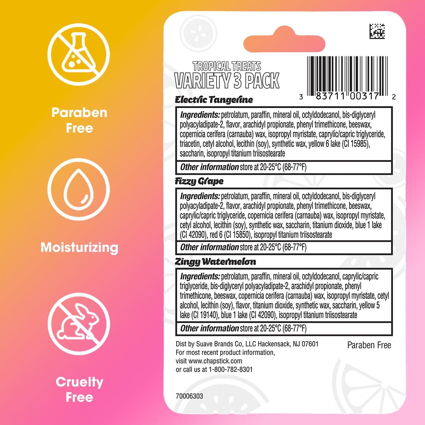ChapStick Tropical Treats Lip Balm Variety 3-Packs (9 Sticks)