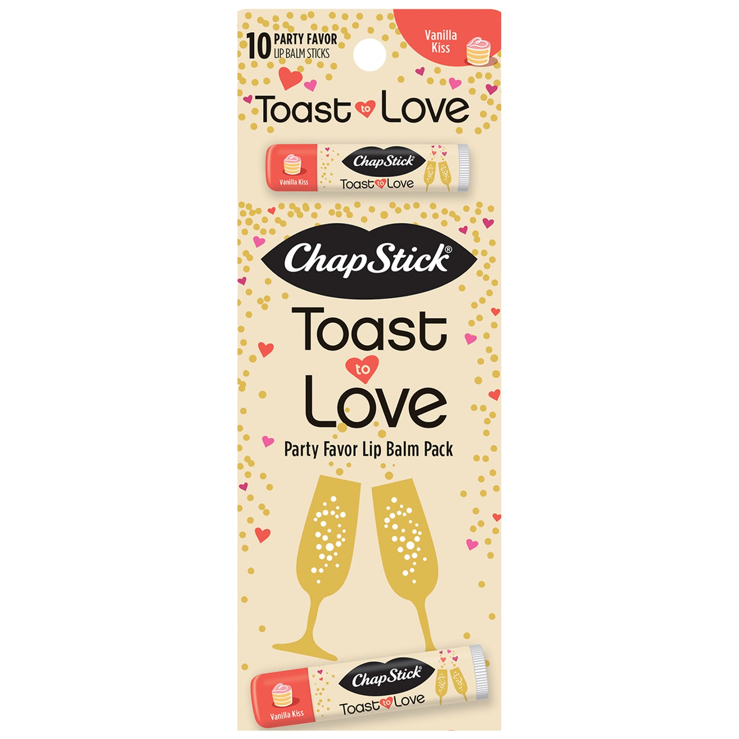 ChapStick Toast to Love Party Favor Lip Balm Pack, Vanilla Kiss, Engagement & Wedding Party Favors, Gift Pack (10 Sticks)