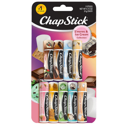 ChapStick Sweet Treat Lip Balm Variety 3-Packs (3 Count) – S’Mores and Ice Cream Lip Balm Collections, Stocking Stuffers, 0.15 Ea