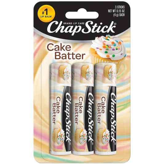 ChapStick Lip Balm, Cake Batter Lip Moisturizer, Fun & Yummy, Party Favors, Gift Pack, 3 Tubes