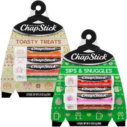 ChapStick Holiday Lip Balm Packs, Sips & Snuggles + Toasty Treats (8 Sticks), Stocking Stuffers