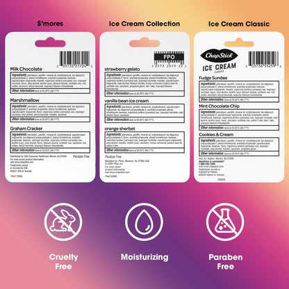 ChapStick Sweet Treat Lip Balm Variety 3-Packs (3 Count) – S’Mores and Ice Cream Lip Balm Collections, Stocking Stuffers, 0.15 Ea