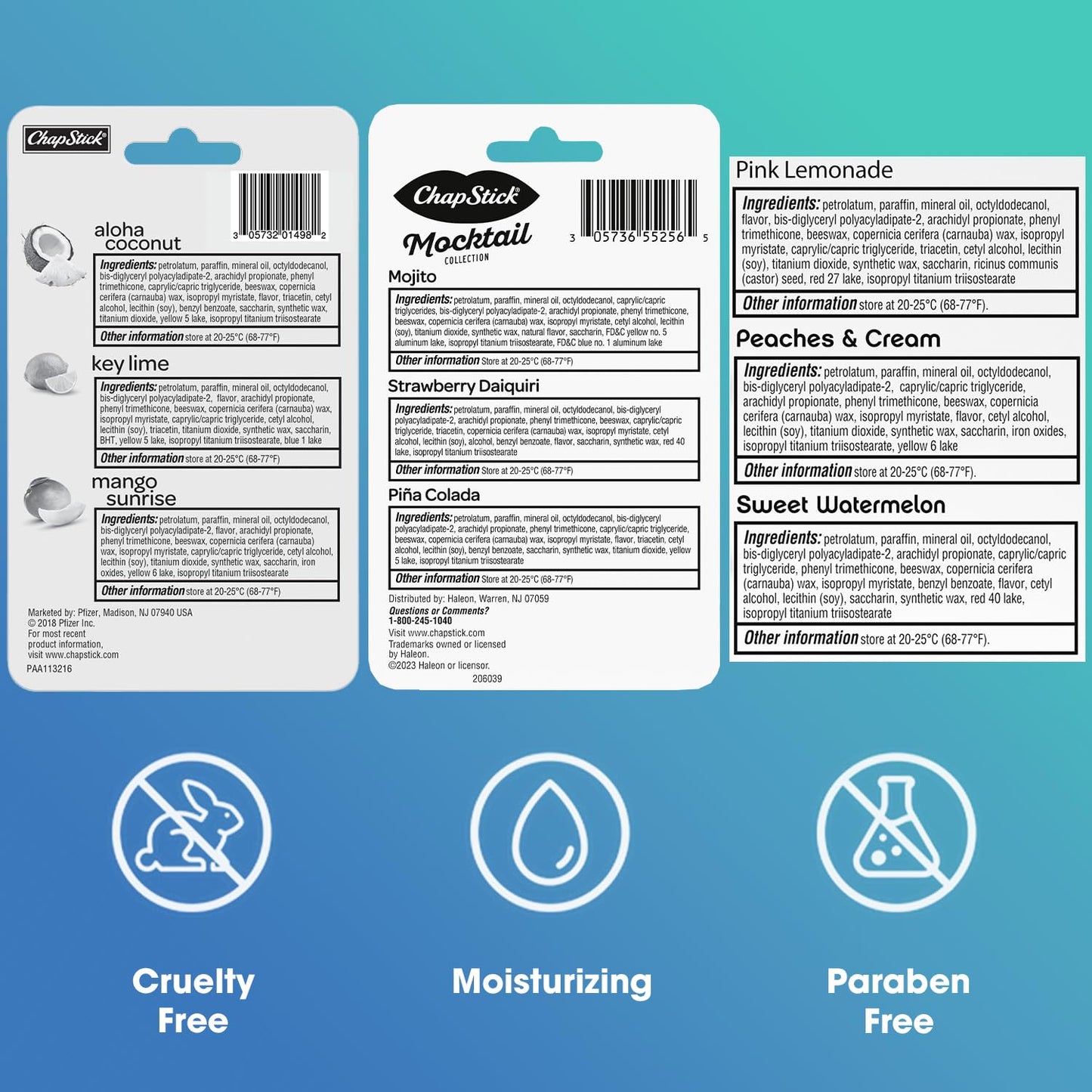 ChapStick Summer Vibes 9-Pack – Tropical Paradise, Mocktail, and I Love Summer Lip Balm Collections, Stocking Stuffers, 0.15 Ea