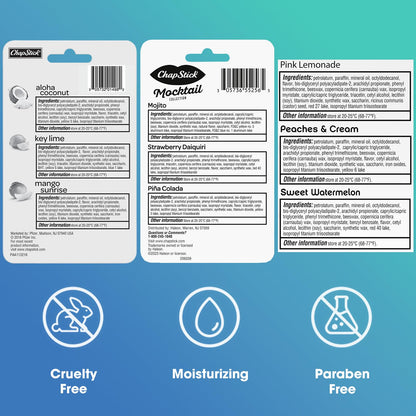 ChapStick Summer Vibes 9-Pack – Tropical Paradise, Mocktail, and I Love Summer Lip Balm Collections, Stocking Stuffers, 0.15 Ea