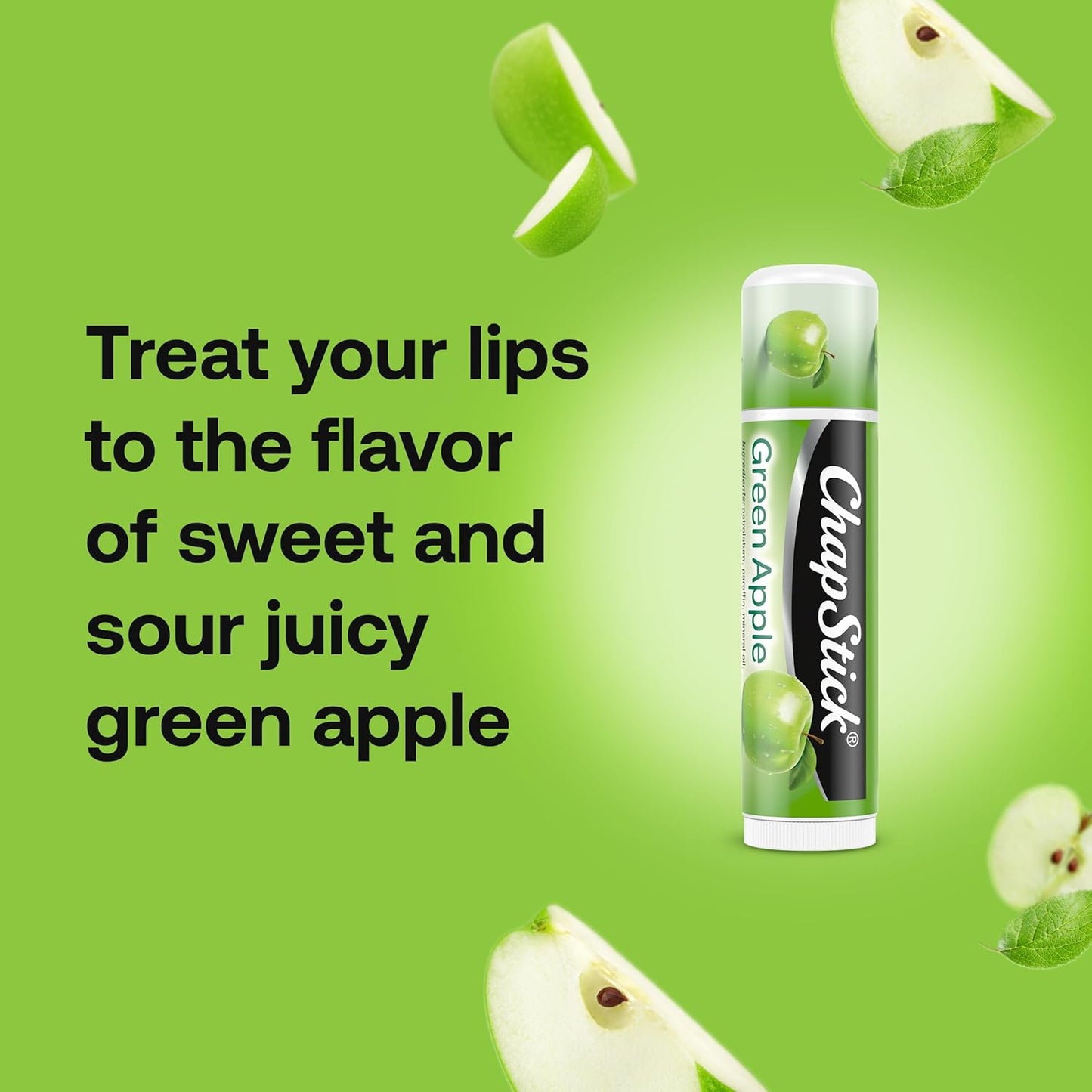 ChapStick Lip Balm, Green Apple, 12-Count in 1 Box – Sweet & Tangy Lip Moisturizer, Christmas Gifts, Stocking Stuffers, .15 Oz Ea
