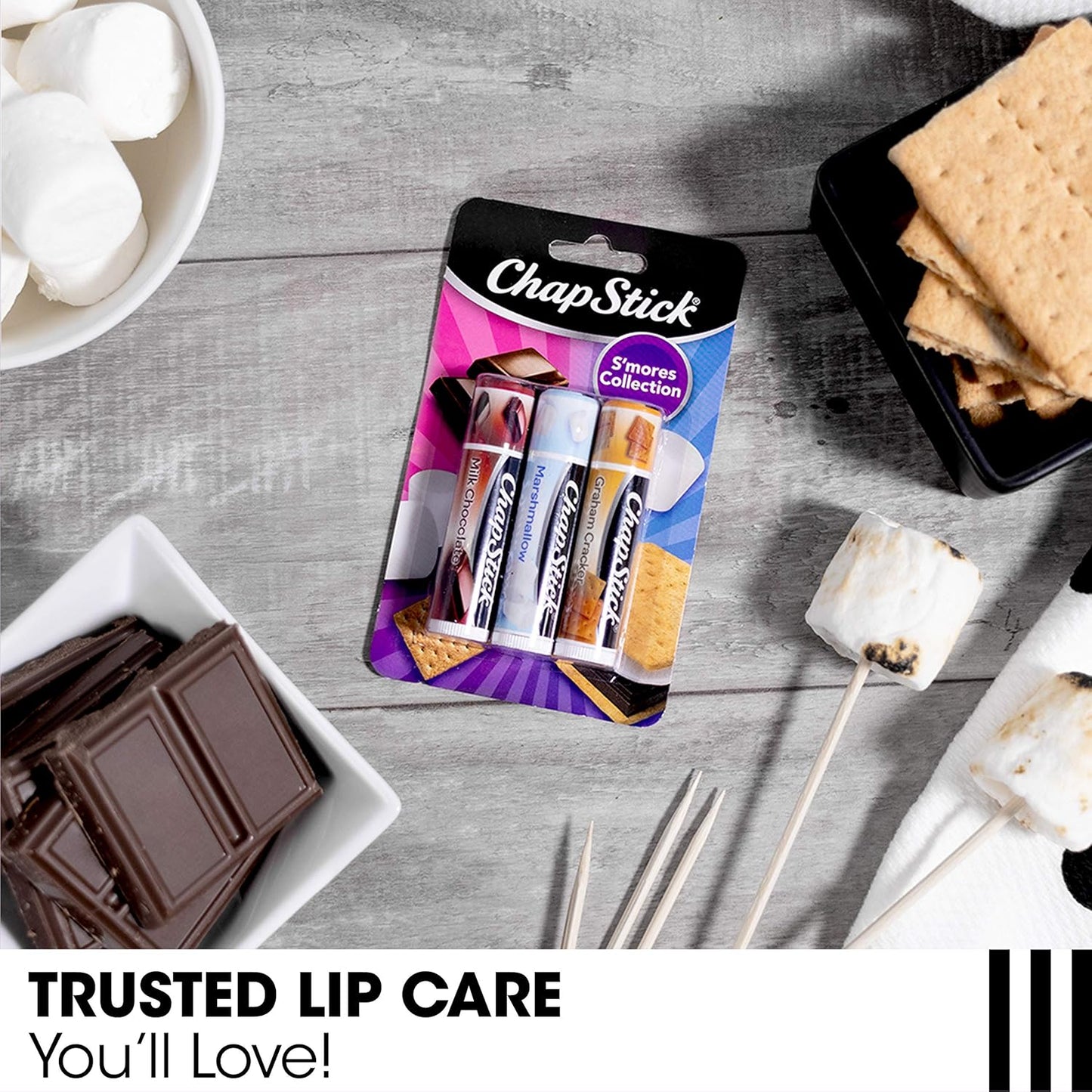 ChapStick Sweet Treat Lip Balm Variety 3-Packs (3 Count) – S’Mores and Ice Cream Lip Balm Collections, Stocking Stuffers, 0.15 Ea