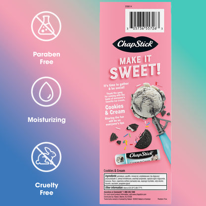 ChapStick Ice Cream Social Party Favor Lip Balm Pack, Cookies & Cream, Fun Party Favors, Gift Pack (12 Sticks)