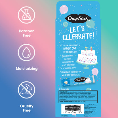ChapStick Happy Birthday Party Favor Lip Balm Pack, Birthday Cake, Fun Party Favors, Gift Pack (10 Sticks)