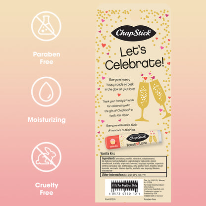 ChapStick Toast to Love Party Favor Lip Balm Pack, Vanilla Kiss, Engagement & Wedding Party Favors, Gift Pack (10 Sticks)